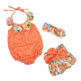 High Quality Infant Vintage Floral Summer 3 Pcs Kids Newborn Baby Clothing Set With Headband
