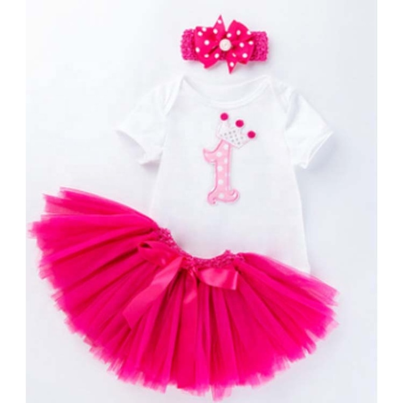 Wholesale Baby Girl Birthday Romper With Tulle Tutu Skirts And Headband 