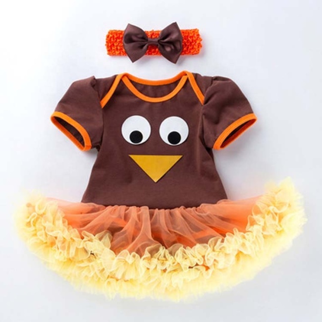 2021 summer thanksgiving day cute breathable baby cotton  tutu romper dress