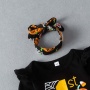 Hot sale korean cotton halloween black pumkin baby long pants romper