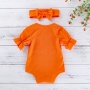 2021 flared long sleeve orange cartoon halloween kids clothes romper