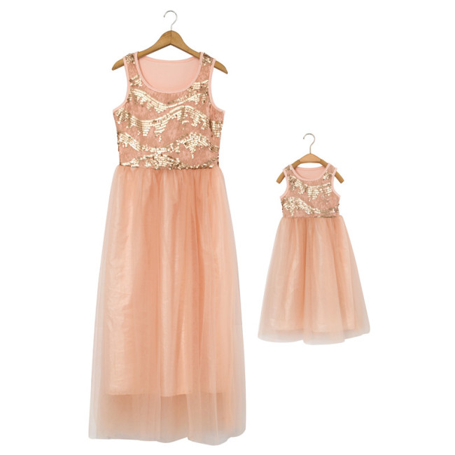 Wholesale Boutique fall family matching mommy and me daughter maxi dress outfits
