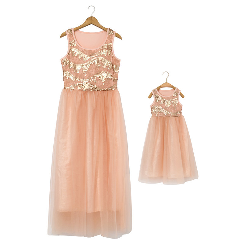 Wholesale Boutique fall family matching mommy and me daughter maxi dress outfits