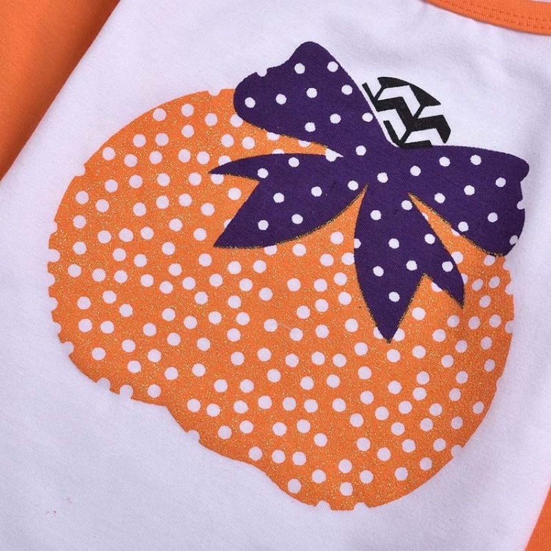 Supplier fall halloween pumpkin girls ruffles baby flared long pants