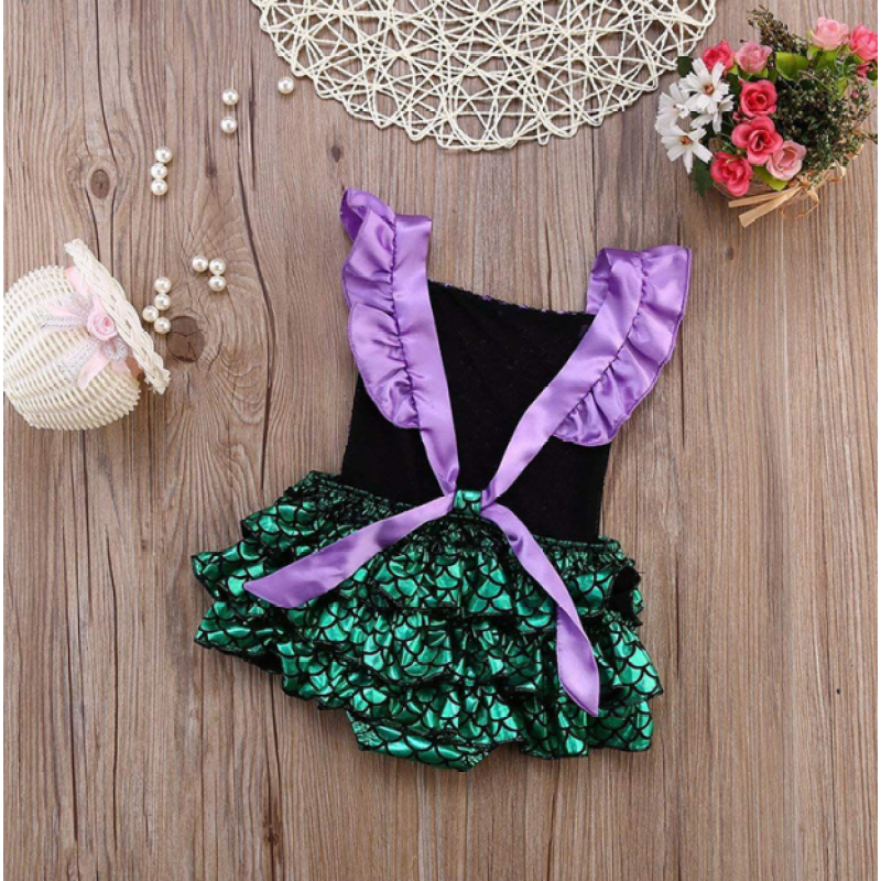 Wholesale European Designer Fashionable Clothes Baby mermaid Prints Happy Clothing Bulk for Girl of 2 6 Years