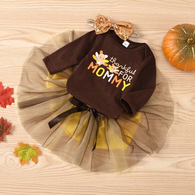 Wholesale thanksgiving new born kids fashion baby clothes tutu romper set
