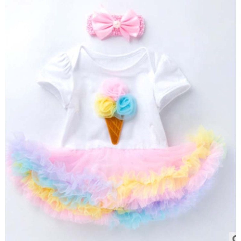 Hight Quality Baby Birthday Rainbow Smash Cake Tutu Dress Set With Headband 