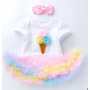 Hight Quality Baby Birthday Rainbow Smash Cake Tutu Dress Set With Headband 
