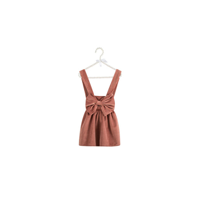 New design velvet light brown suspender girl skirt for 3-7 years fancy Halloween girl dress