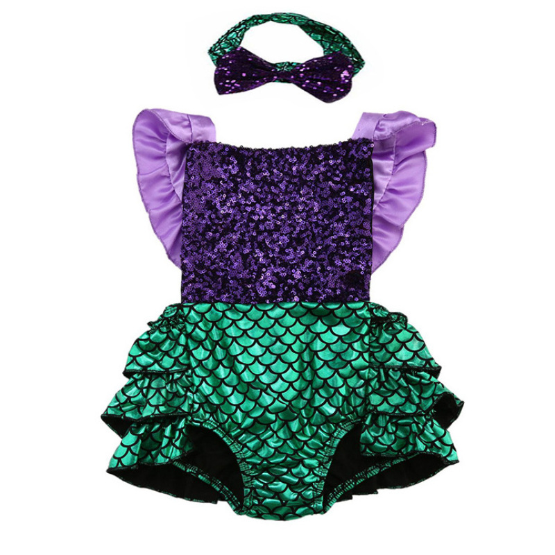 Wholesale European Designer Fashionable Clothes Baby mermaid Prints Happy Clothing Bulk for Girl of 2 6 Years