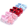 Hot Sale Boutique Cheap Flower Girls Pink Gold White Wedding Flat Shoes for Baby and Kids