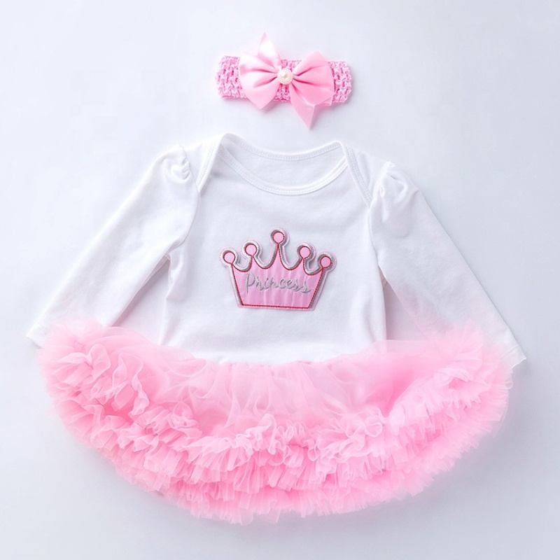 Wholesale Baby Girl Birthday Outfit Set With Headband 