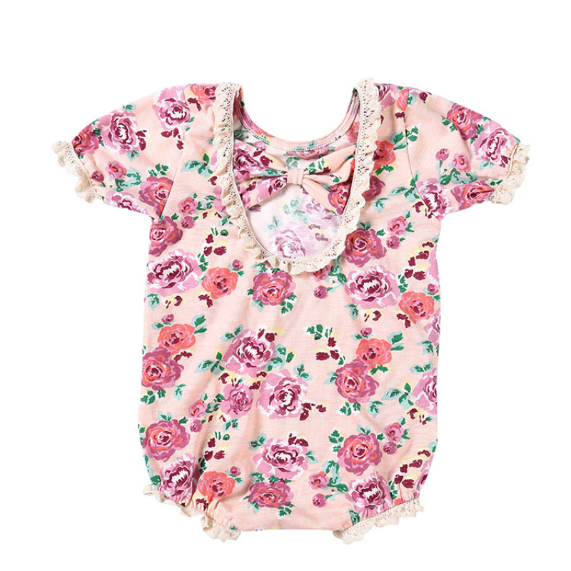 Wholesale custom high quality cheap Floral Cotton Baby Romper & Outfit dress  for spring and summer