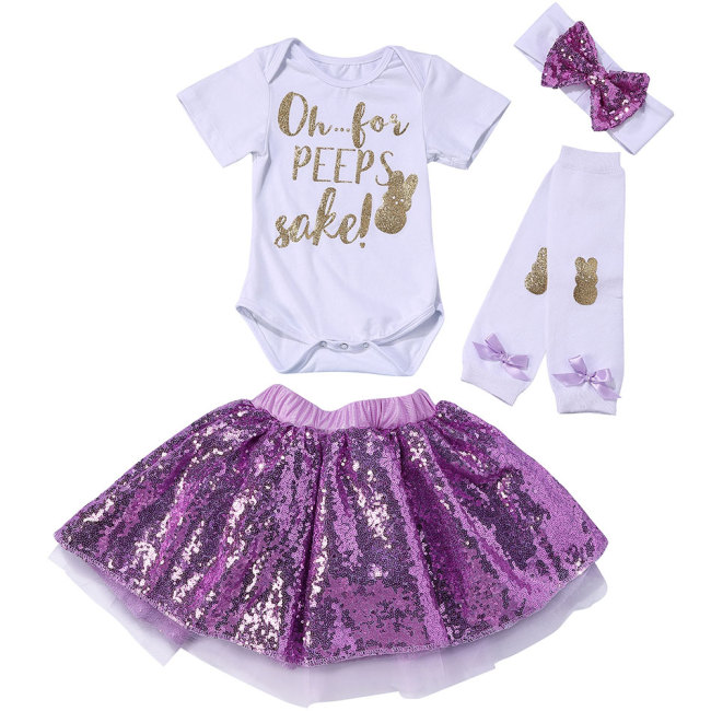 Easter newborn baby outfit toddler girls shiny skirt set