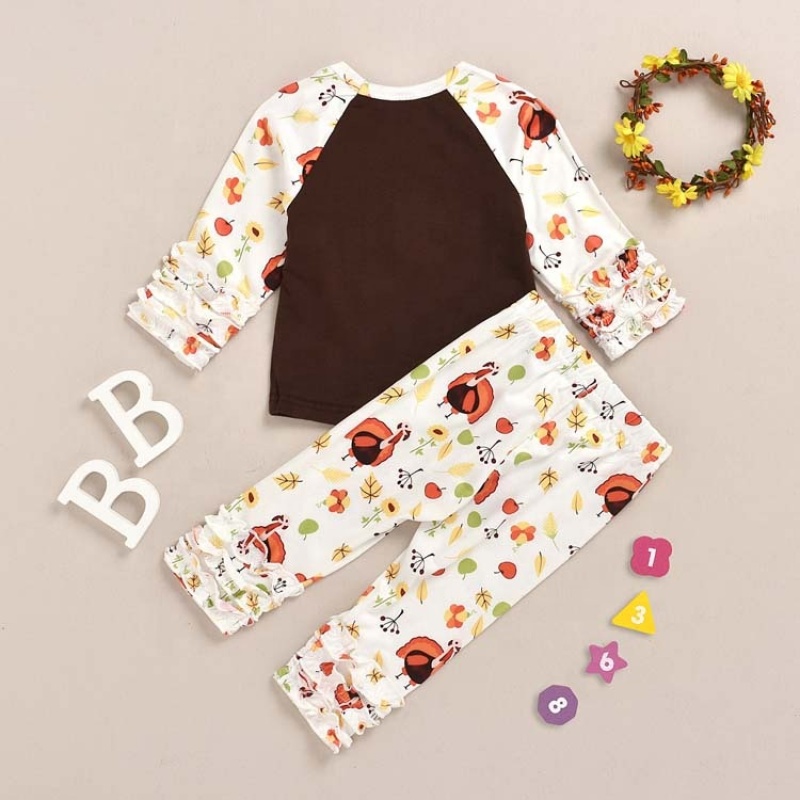 Boutique thanksgiving cute cotton digital print clothing baby sets