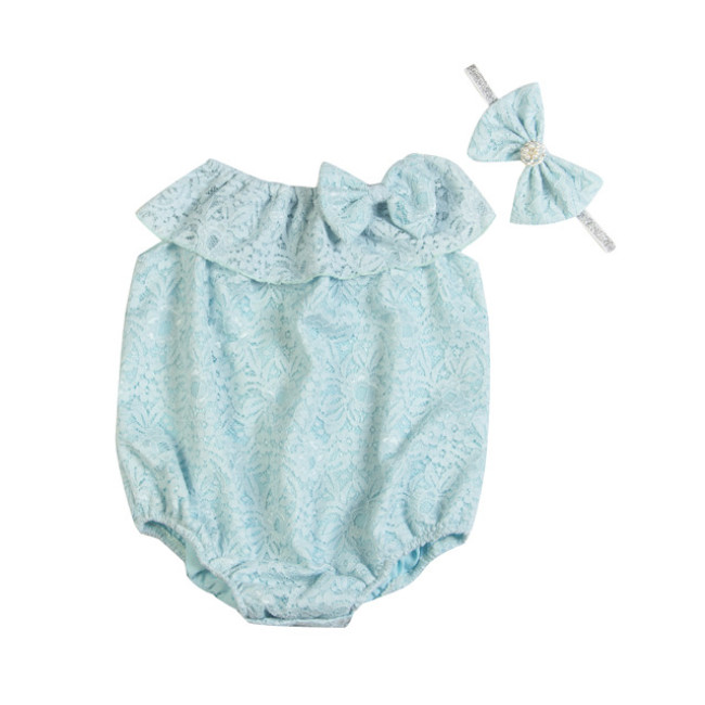 Hot Sales Baby Bodysuit Organic Cotton.Baby Girl Bodysuit Romper With Cute Bow Knot Headband For 0-3 Years