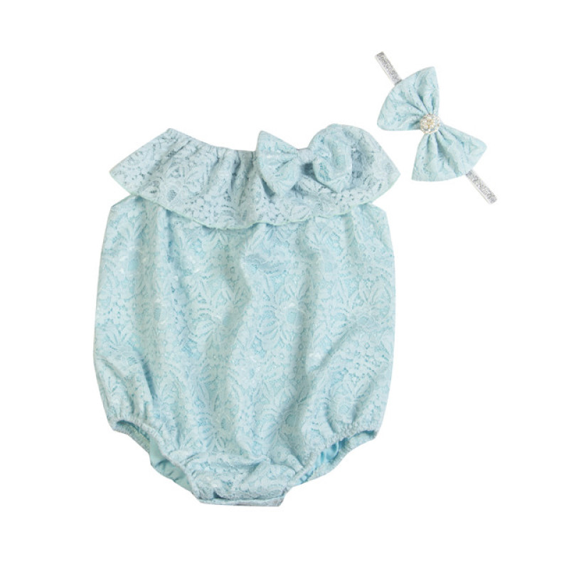 Hot Sales Baby Bodysuit Organic Cotton.Baby Girl Bodysuit Romper With Cute Bow Knot Headband For 0-3 Years