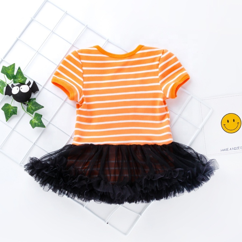 2021 cute cartoon pumpkin puff short sleeve tutu pettiskirt luxury baby dresses