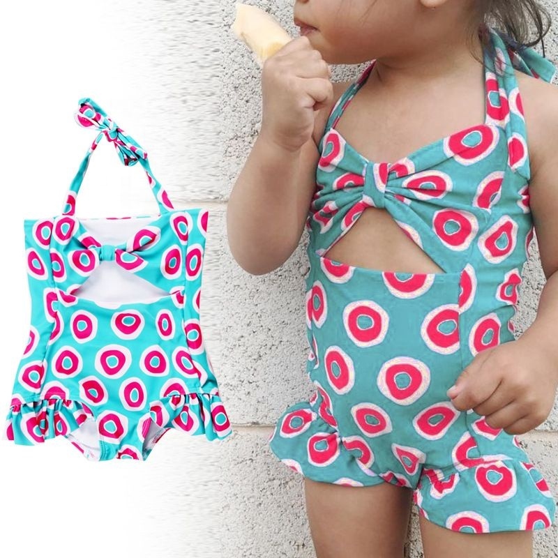 Summer orange one piece swimsuit beachwear dress hollow leopard bikini