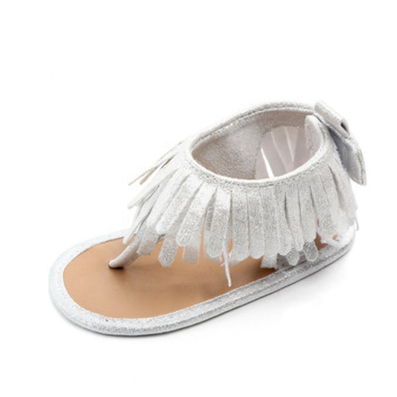 Promotional trendy tassel flip flop baby girl custom slide sandals