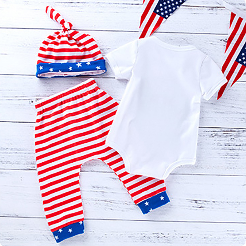 4th of July infant 3pcs set baby boys hat outfit