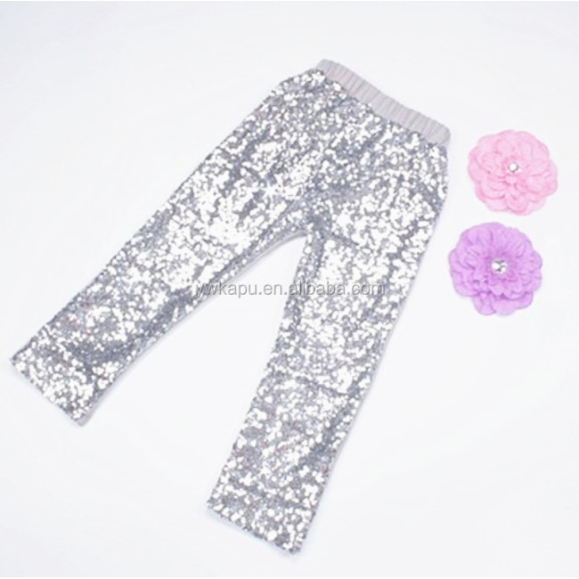 New Design Children Girl Pants White Sequin Leggings For Kids