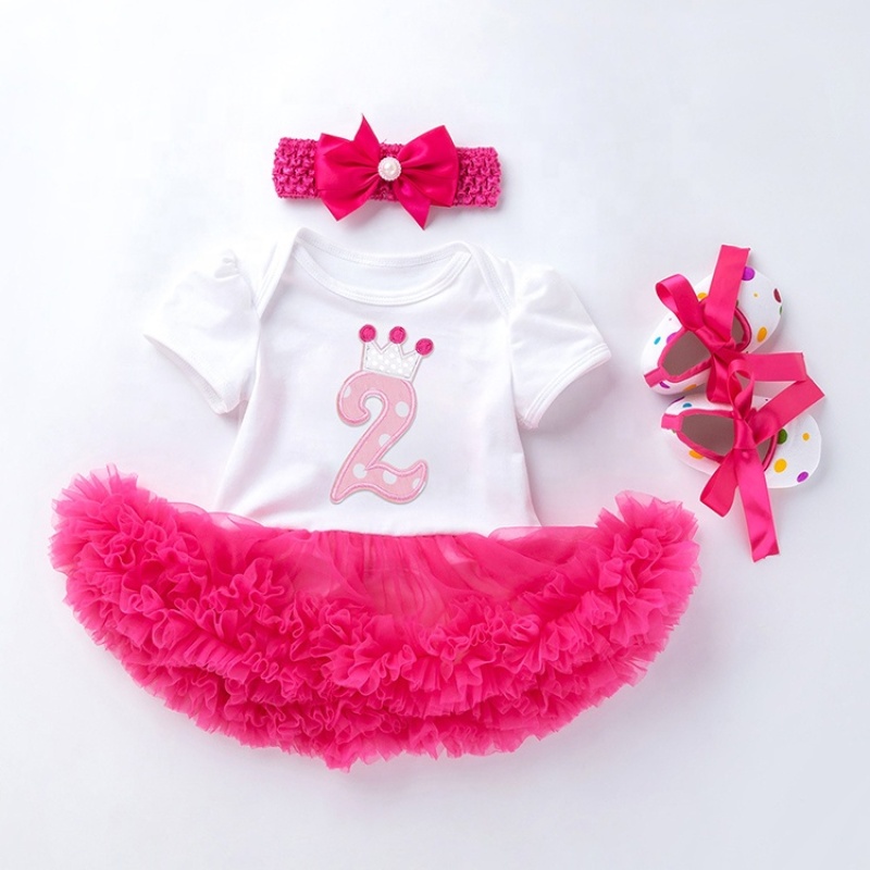 Factory Sale Birthday Smash Cake Baby Romper With Tutu Skirts And Baby Shoes And Hairband 