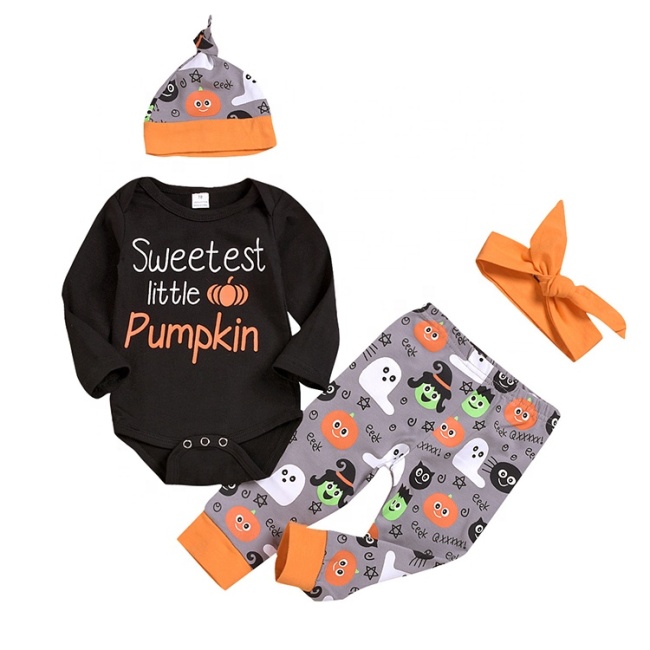 Wholesale halloween fall long sleeve baby long pants romper custom clothes