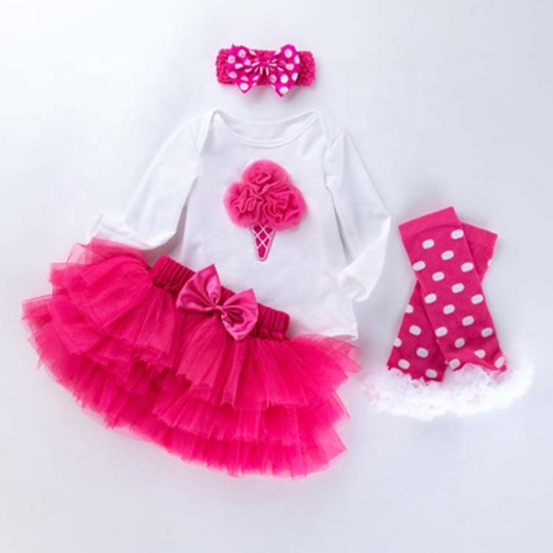 Wholesale Little Kids Girl Bodysuit With Tutu Skirts Set With Leg Warmer And Headband 