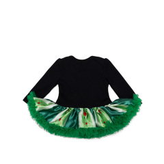 Wholesale Custom Long Sleeve Lap Shoulder Baby Girl Dress For St Patrick's Day