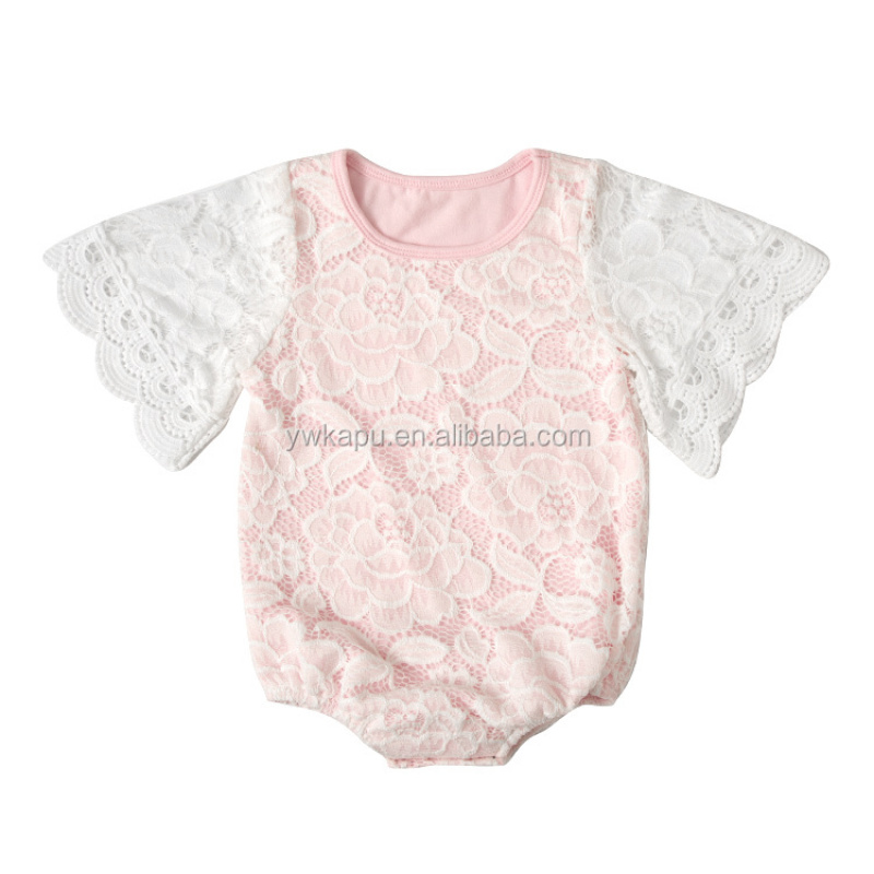 Princess summer boutique girls clothes romper sweet white lace baby cotton romper