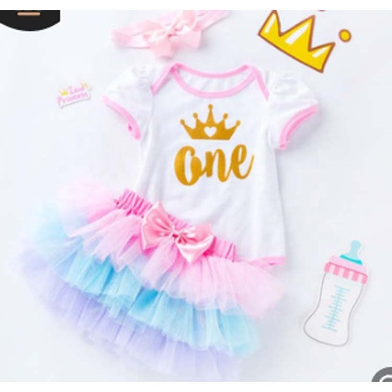Manufacturer Sale Little Girl Birthday Bodysuit With Skirts And Headband For Smash Cake