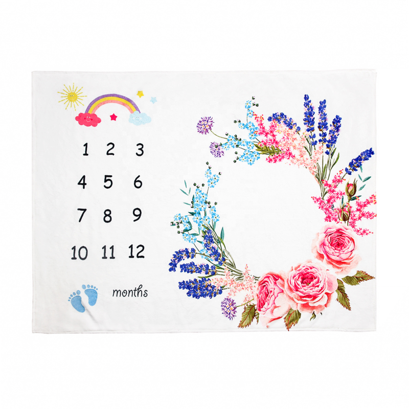 KAPU Monthly Baby Milestone Blanket Soft Flannel Printed Newborn baby photography props