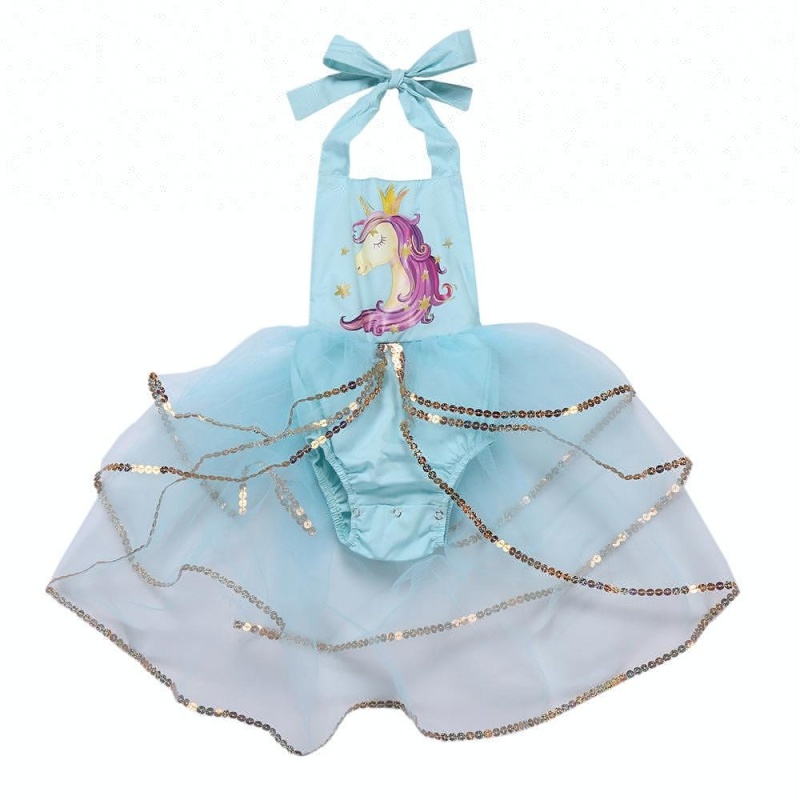 Wholesale Newborn Baby Girl Summer Romper Unicorn Printed Tutu dress