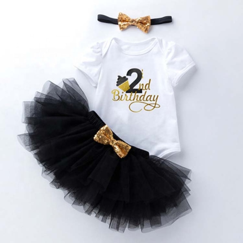 Wholesale Baby Girl Birthday Photo Shoot Romper And Tutu Skirts With Headband Set