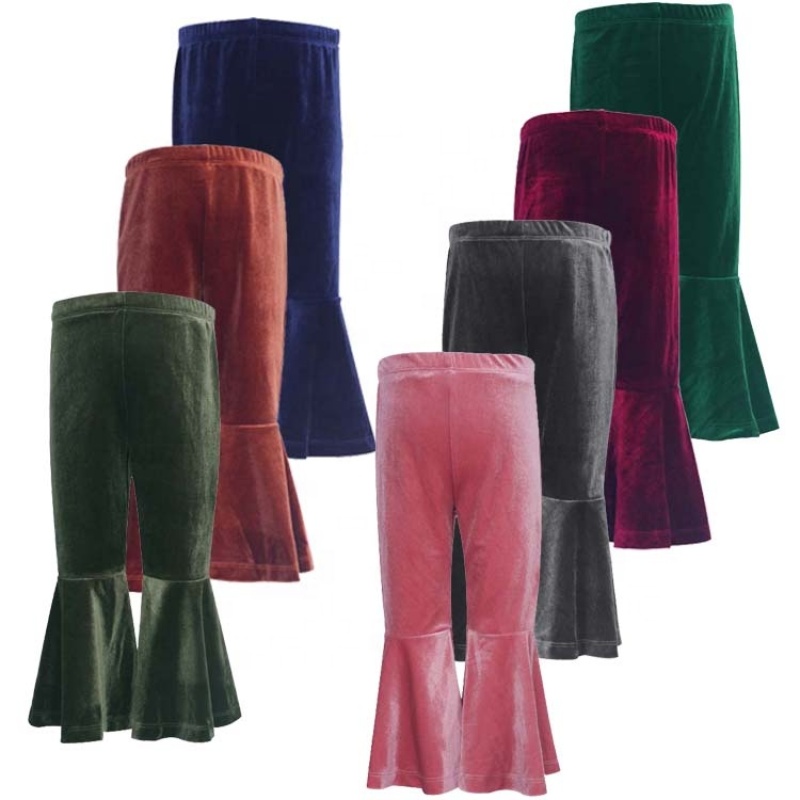 MEDOLOVE Fashion Toddler Kids Velvet Pant Little Baby Girls Bell Bottom Pants Flare Trousers