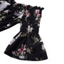 Wholesale oem fall Smocked flutter sleeves baby girl floral knit baby rompers