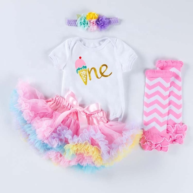 Factory Sale Baby Girl Onesies With Tutu Skirts And Leg Warmer And Headband 