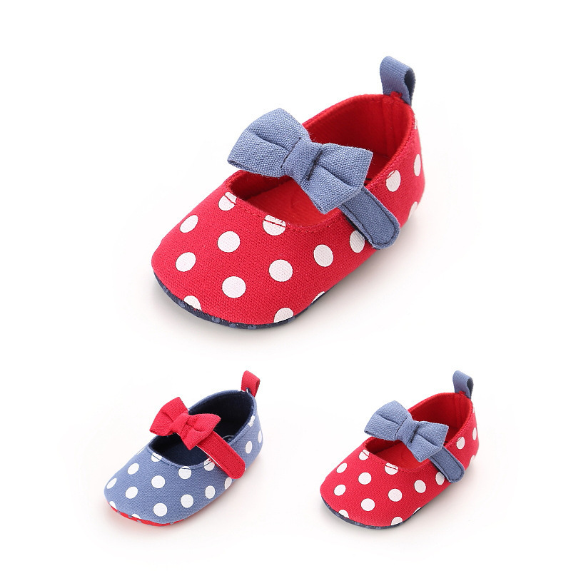 Promotional Fashion Designer 1year Baby Toddlers Girls Polka Dot Shoes for Casual Wear
