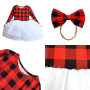 Custom Vintage Red Black Plaid Cotton White Dress Christmas Easter Fringe Shirt Party Dresses for Infant Toddler Girls