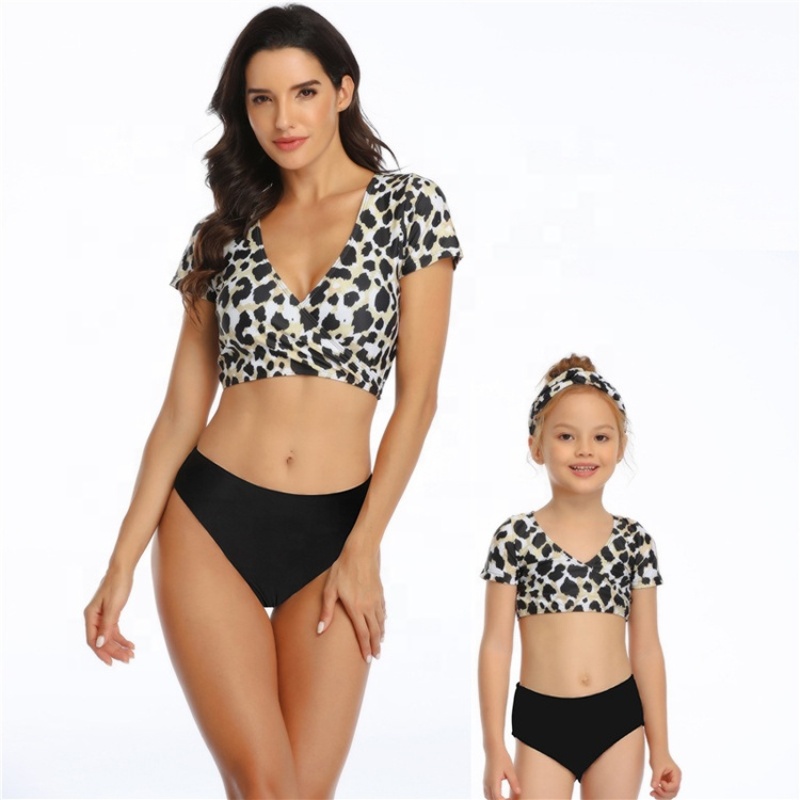 USA black blue printed ruched leopard private label bikini swimsuit