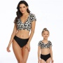 USA black blue printed ruched leopard private label bikini swimsuit