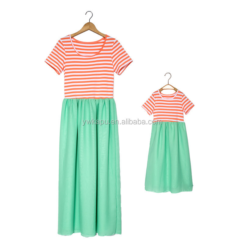 Hot sale same clothes for mother and daughter mother and daughter dress design baby and mommy clothes