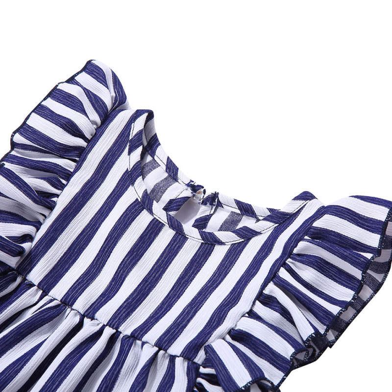 Wholesale Children's Boutique Stripe Sleeveless Ruffle Top With Short Pants Outfit Clothes Set