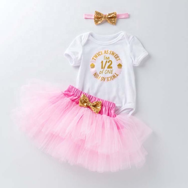 New Boutiques Baby Girl Romper With Tulle Tutu Skirts And Headband Set