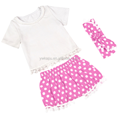 Gold Dot Bubble Clothes Set Frocks Designs With Headband