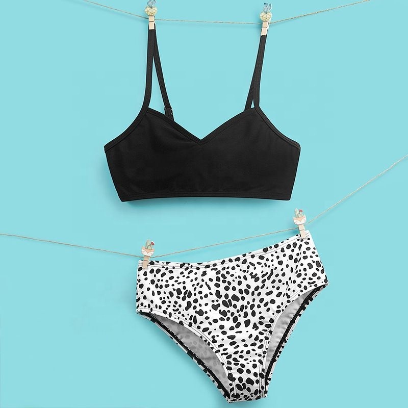 Summer fashionable black triangle leopard 2 piece bikini