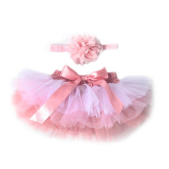 Wholesale first birthday outfits pink chiffon gradient baby bloomers gift set