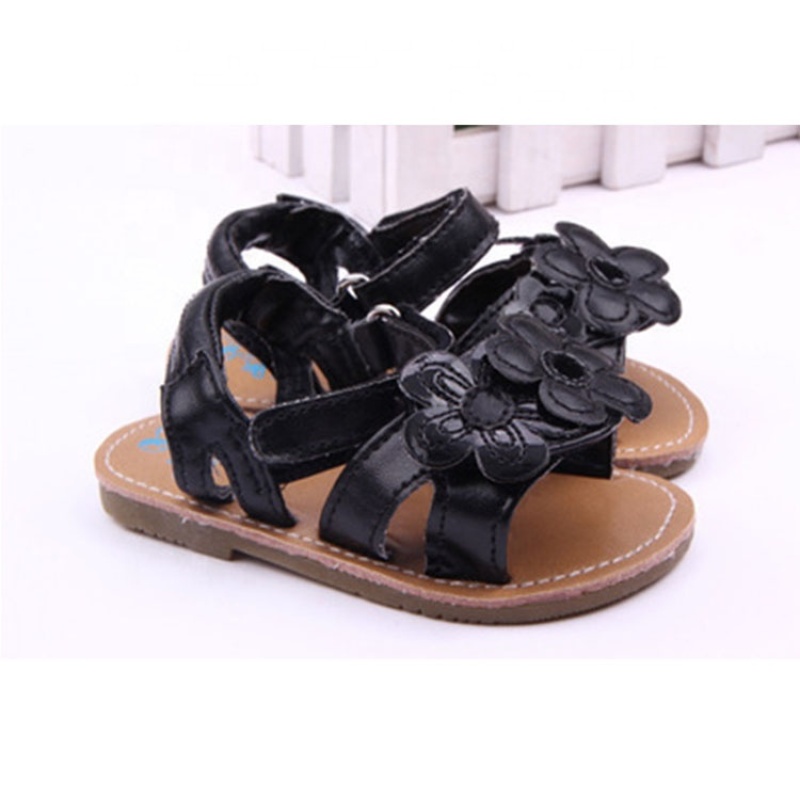 2021 cheap wholesale trendy double strap leather flower baby girl sandals