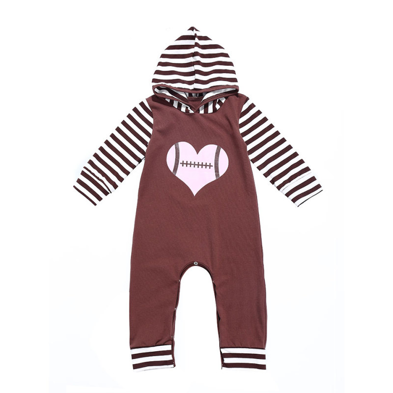 New Style Long Sleeve Cotton Strip Hooded Baby Jumpsuit